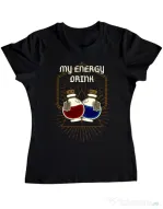 Tricou personalizat dama My Energy Drink - Health and Mana Negru