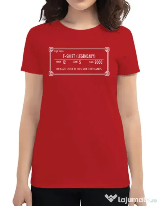 Tricou personalizat dama Skyrim Inventory Rosu