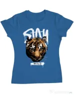 Tricou personalizat dama Stay Wild Albastru azuriu