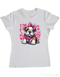 Tricou personalizat dama BULLDOG 04 Alb
