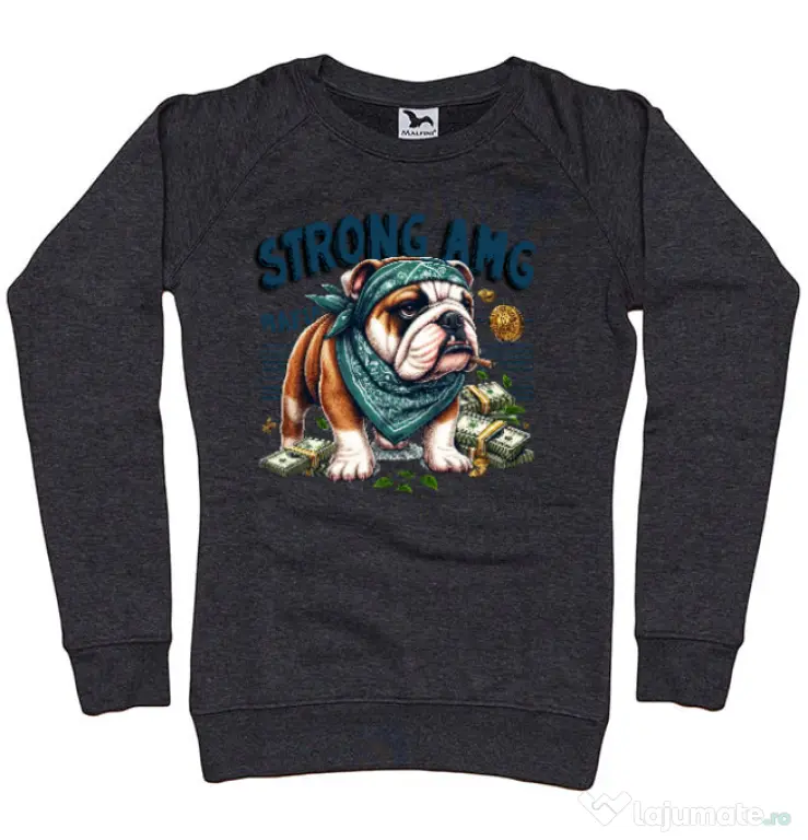 Bluza personalizata dama BULLDOG 09 Negru melanj