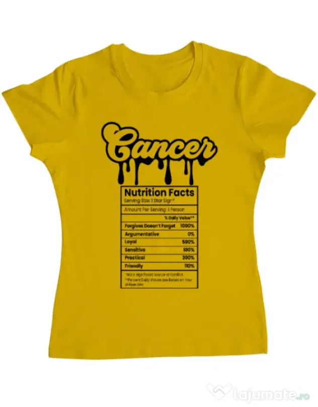 Tricou personalizat dama Zodiac | Rac Galben