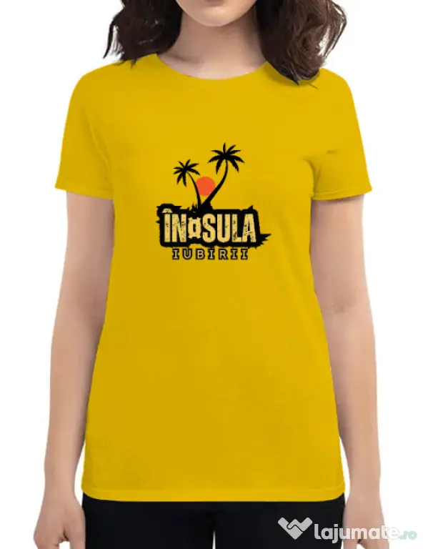 Tricou personalizat dama Insula white Galben