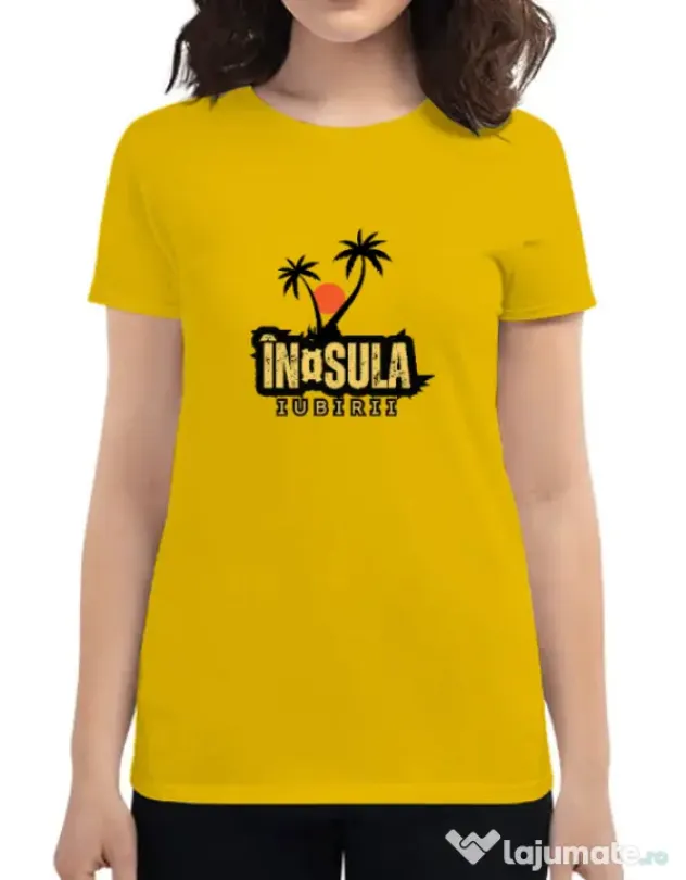 Tricou personalizat dama Insula white Galben