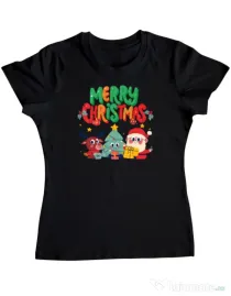 Tricou personalizat dama Hei, prietenii mei de Crăciun! Negru