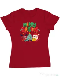 Tricou personalizat dama Hei, prietenii mei de Crăciun! Rosu
