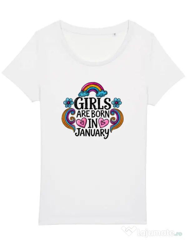 Tricou STANLEY STELLA dama Girls are born in ianuary Alb