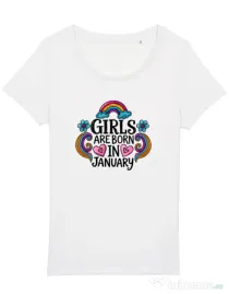 Tricou STANLEY STELLA dama Girls are born in ianuary Alb