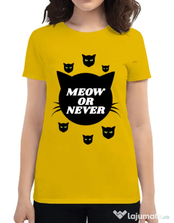 Tricou ADLER dama Meow or never Galben