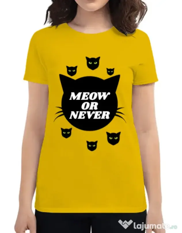 Tricou ADLER dama Meow or never Galben