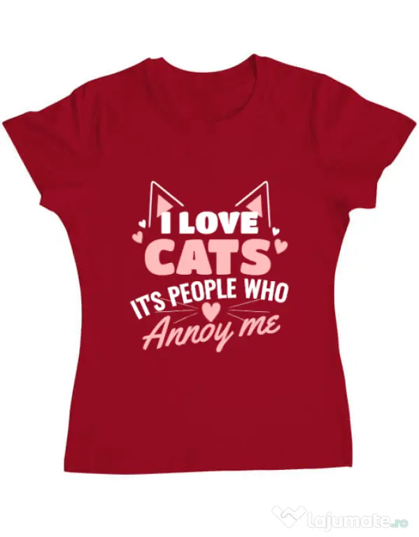 Tricou ADLER dama I love cats Rosu