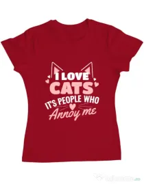Tricou ADLER dama I love cats Rosu