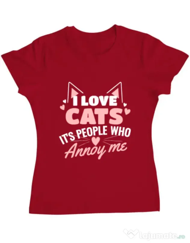 Tricou ADLER dama I love cats Rosu