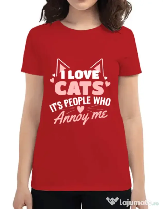 Tricou ADLER dama I love cats Rosu