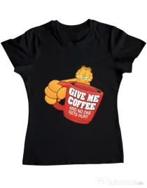 Tricou ADLER dama Give me coffee Negru