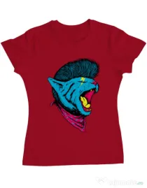 Tricou ADLER dama Cat Punk Rosu