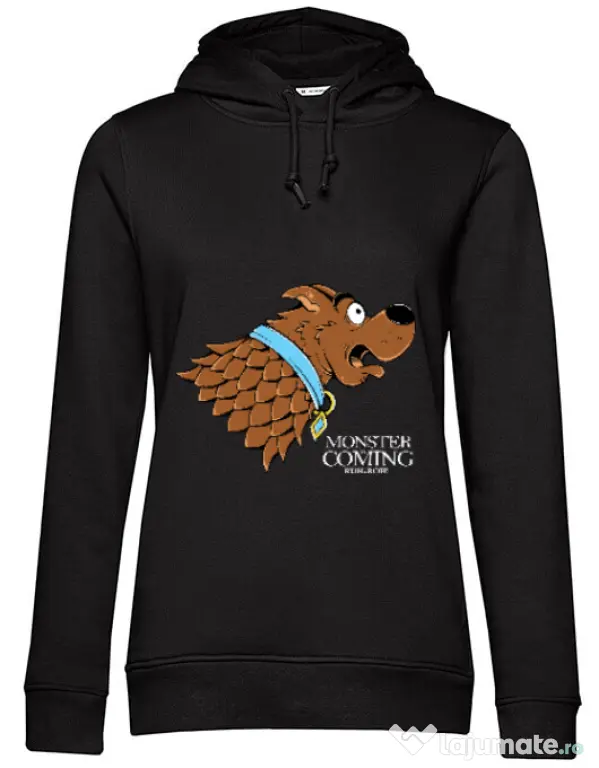 Hoodie dama cu gluga Monster is coming Negru