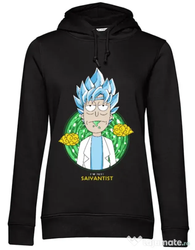 Hoodie dama cu gluga I'm just saiyantist Negru