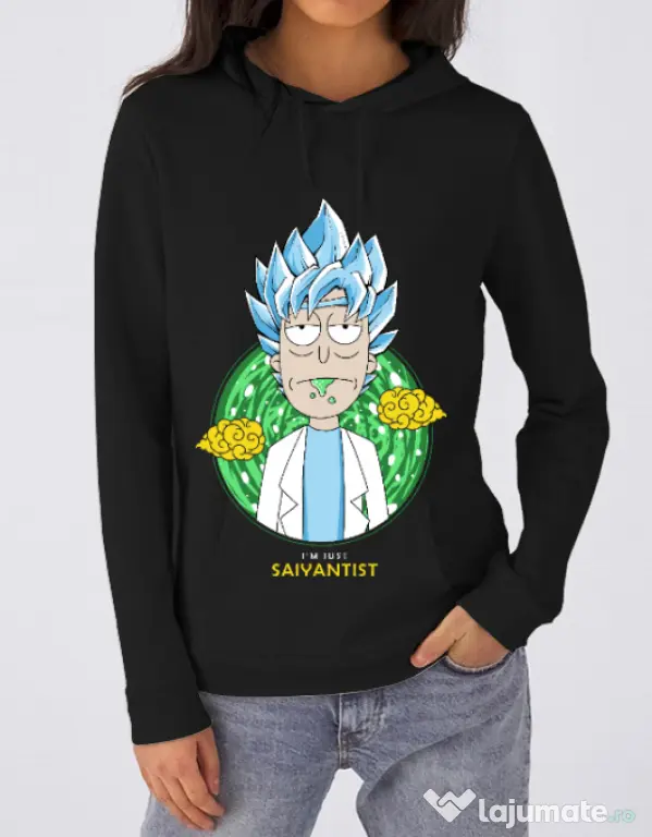Hoodie dama cu gluga I'm just saiyantist Negru