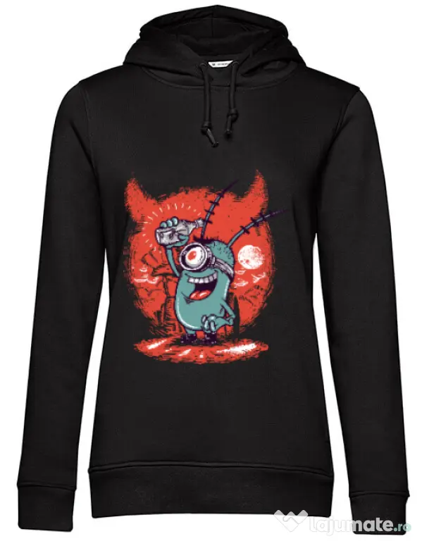 Hoodie dama cu gluga Plankton Negru