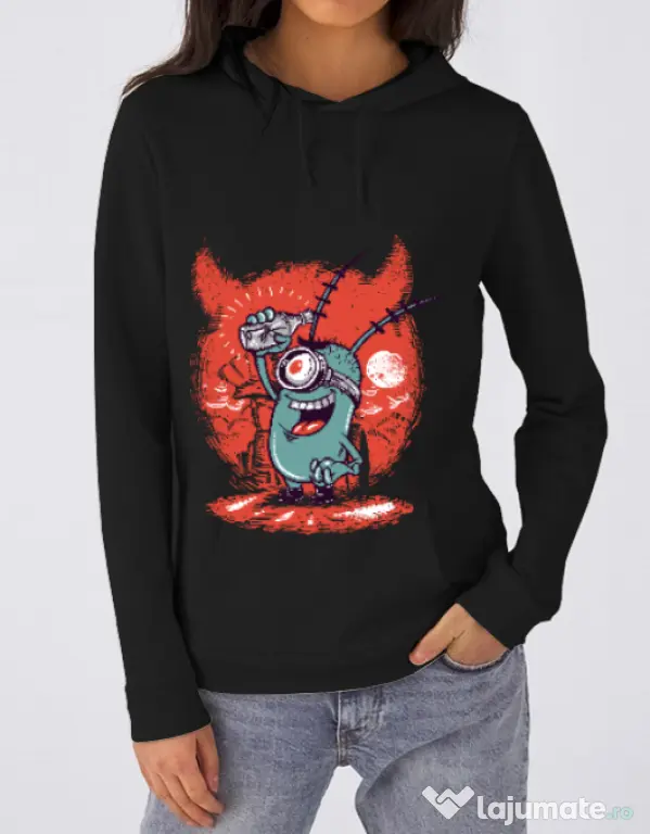 Hoodie dama cu gluga Plankton Negru