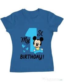 Tricou ADLER dama My first birthday Albastru azuriu