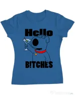 Tricou ADLER dama Hello bitches Albastru azuriu