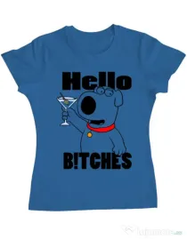 Tricou ADLER dama Hello bitches Albastru azuriu