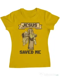 Tricou ADLER dama Jesus Saved Me Galben