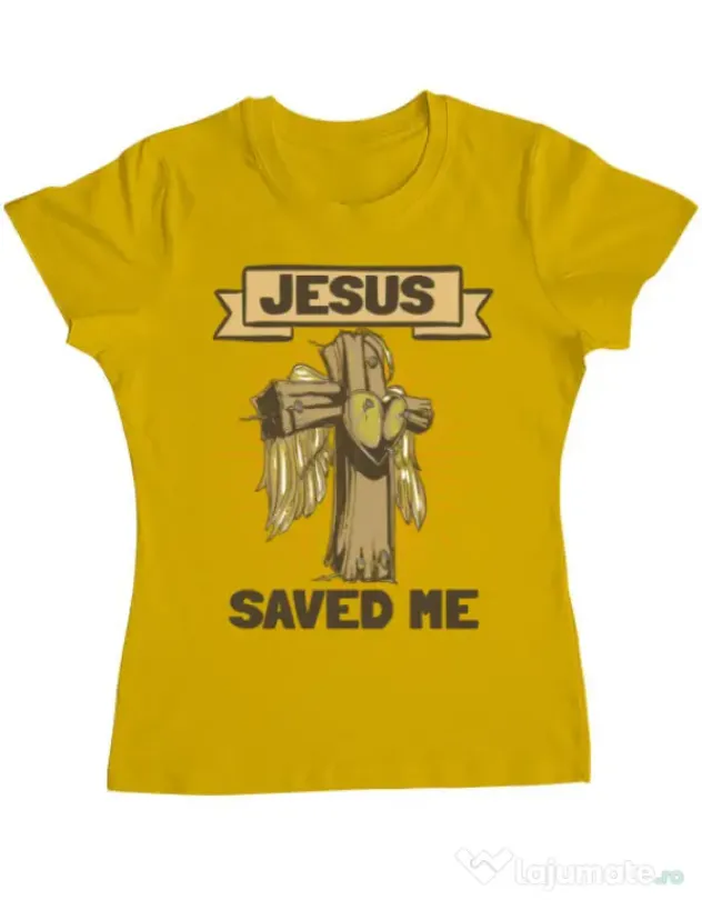 Tricou ADLER dama Jesus Saved Me Galben
