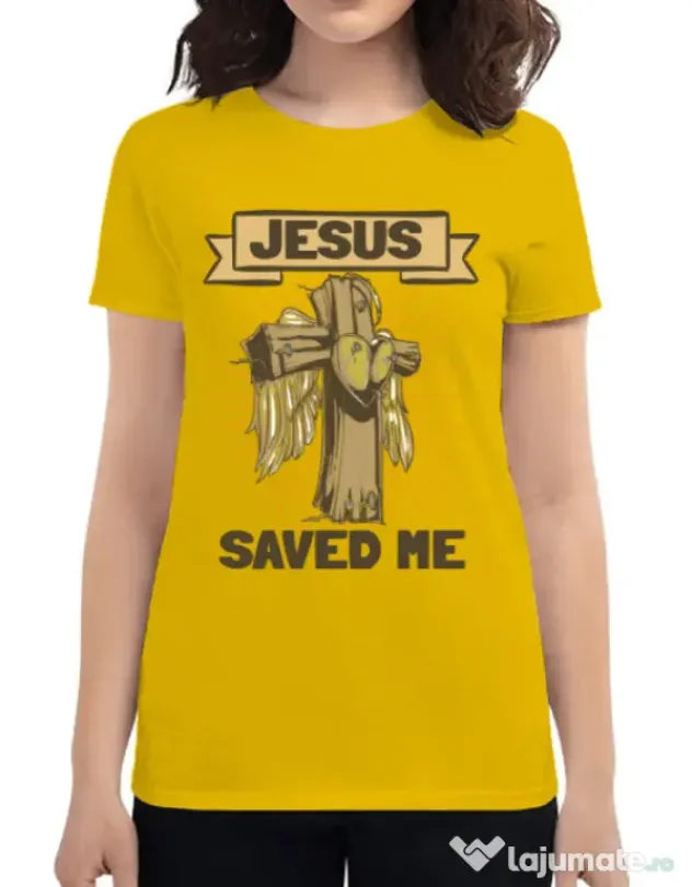 Tricou ADLER dama Jesus Saved Me Galben