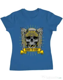 Tricou ADLER dama Born to ride Albastru azuriu