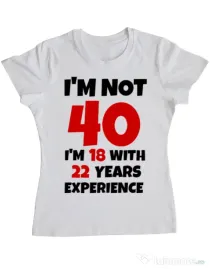 Tricou ADLER dama 40 Birthday Alb