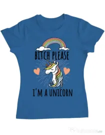 Tricou ADLER dama Bitch Please Albastru azuriu