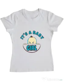 Tricou ADLER dama It’s a baby girl Alb