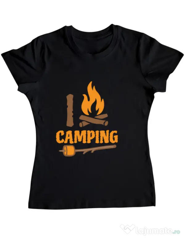 Tricou ADLER dama I love Camping Negru