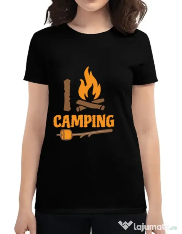 Tricou ADLER dama I love Camping Negru