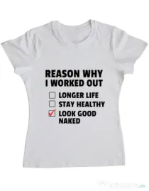 Tricou ADLER dama Reason why I work out Alb