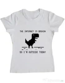 Tricou ADLER dama The internet is broken Alb
