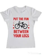 Tricou ADLER dama Put the fun Between your legs Alb