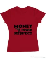 Tricou ADLER dama Money, power,respect Rosu