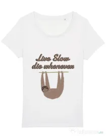 Tricou STANLEY STELLA dama Live slow, die whenever Alb