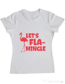 Tricou ADLER dama Let’s flamingle Alb