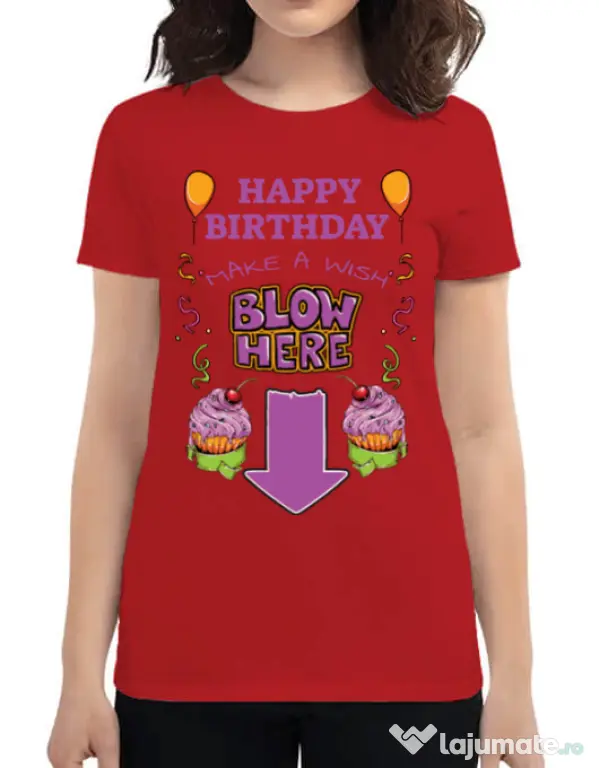 Tricou ADLER dama Make a wish Rosu