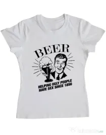 Tricou ADLER dama Helping beer Alb