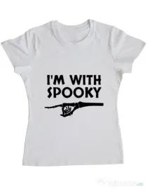 Tricou ADLER dama I'm with spooky Alb
