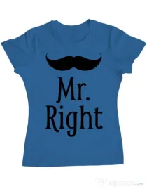 Tricou ADLER dama Mr. right Albastru azuriu