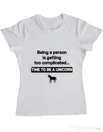Tricou ADLER dama Time to be a unicorn Alb