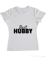 Tricou ADLER dama Best hubby Alb