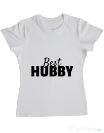 Tricou ADLER dama Best hubby Alb